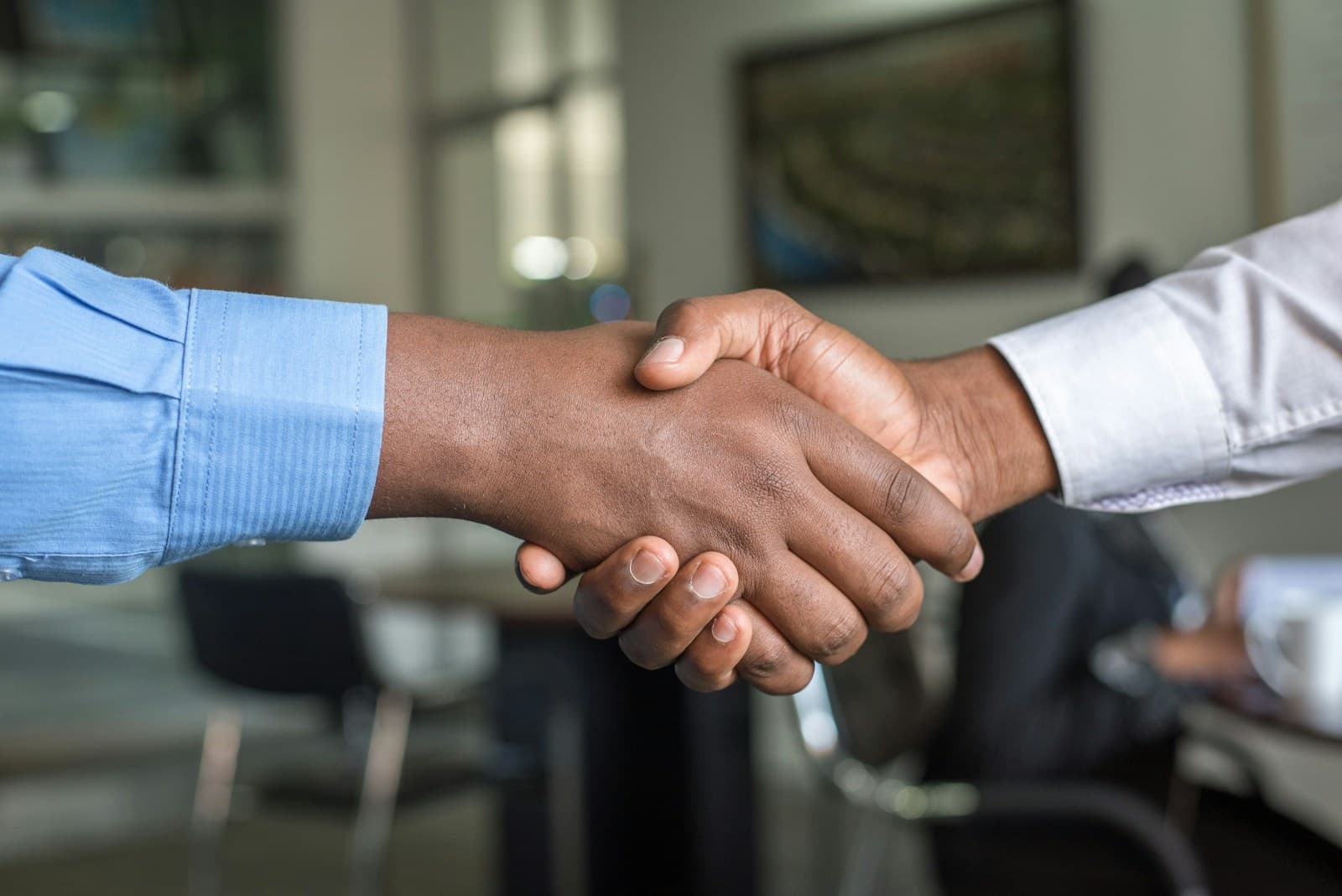 Two business partners shaking hands